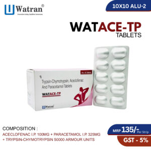 Aceclofenac I.P. 100mg + Paracetamol I.P. 325mg + Trypsin-Chymotrypsin 50000 Armour Unit